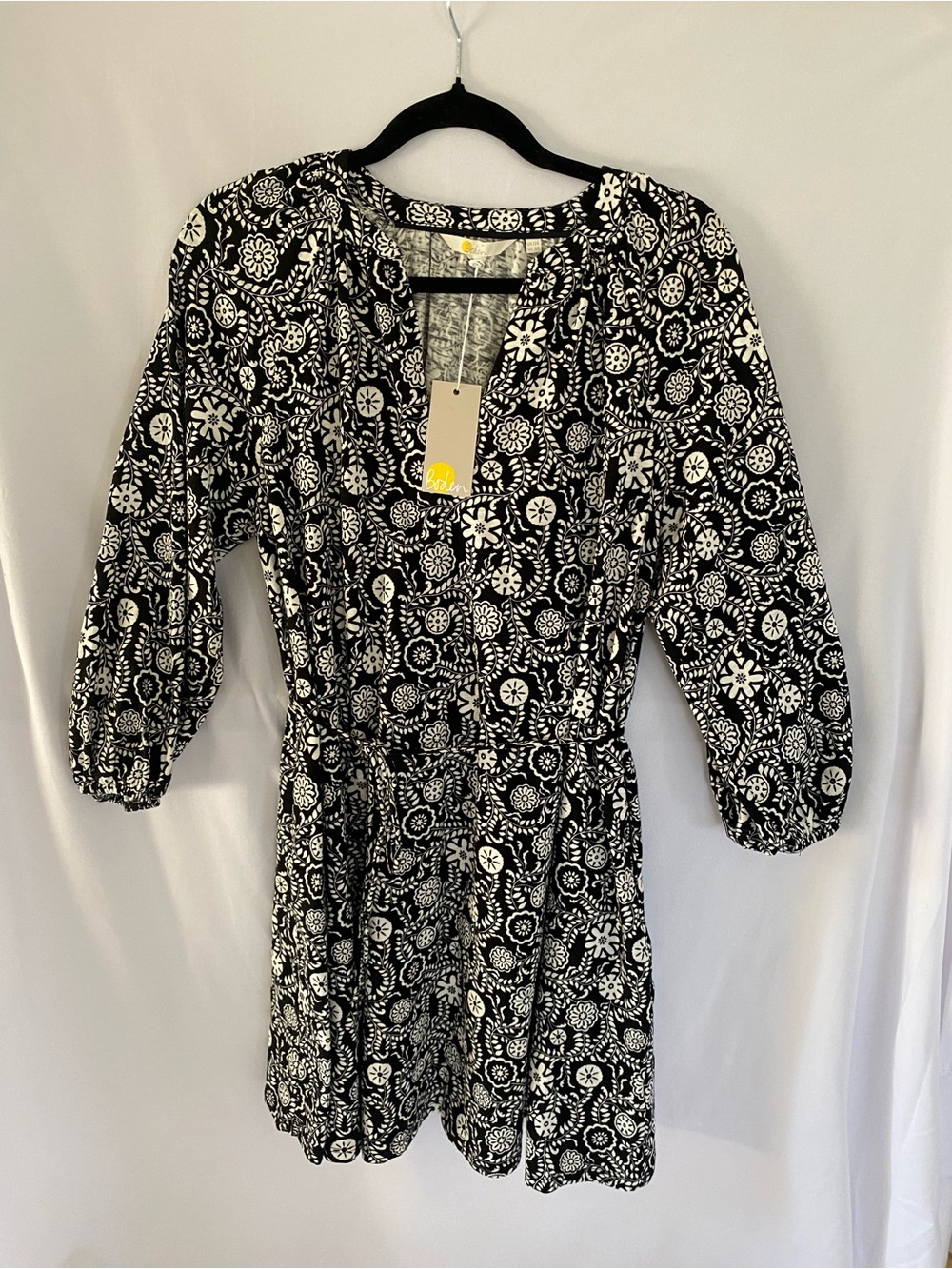 Beautiful Boden Black and White Floral Dress 100% Cotton